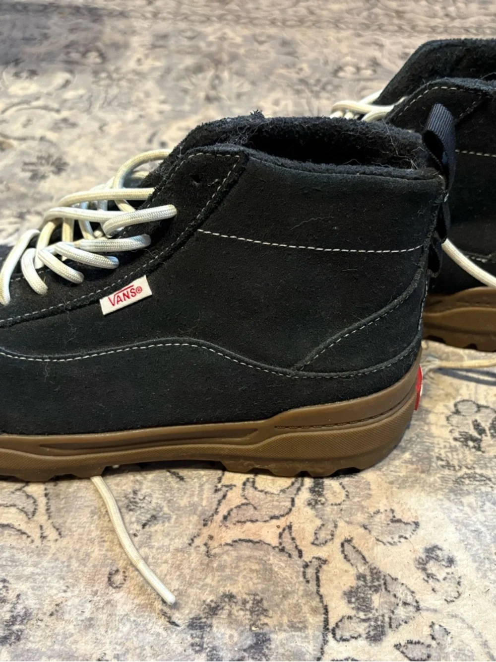 Vans Black Suede High-Top Boots with Brown Sole